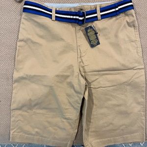 Boys Belted Polo Khaki Shorts Size 14